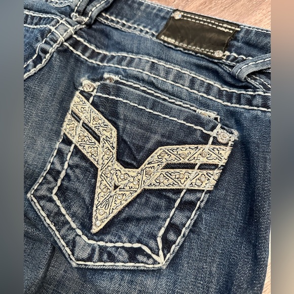 Vigoss Denim Jeans size 5 Length 33 Rhinestones Western - Picture 4 of 7